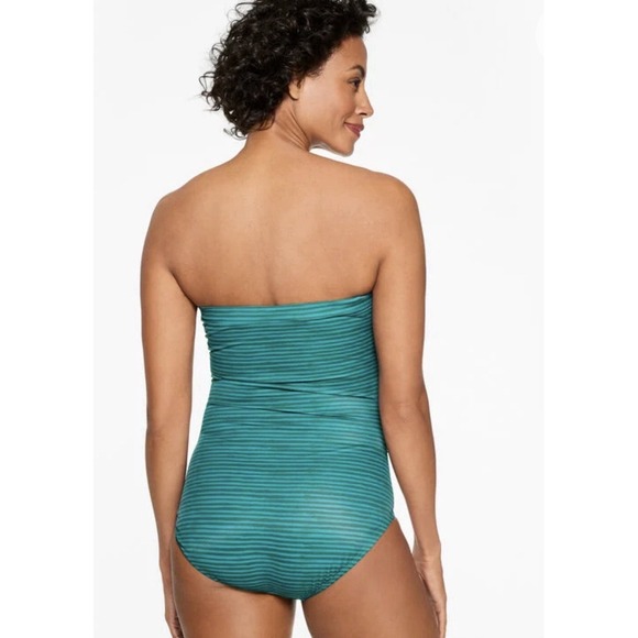 Miraclesuit X Talbots AVANTI BANDEAU ONE PIECE - PAINTERLY STRIPE Size 16 Beach - Picture 2 of 9
